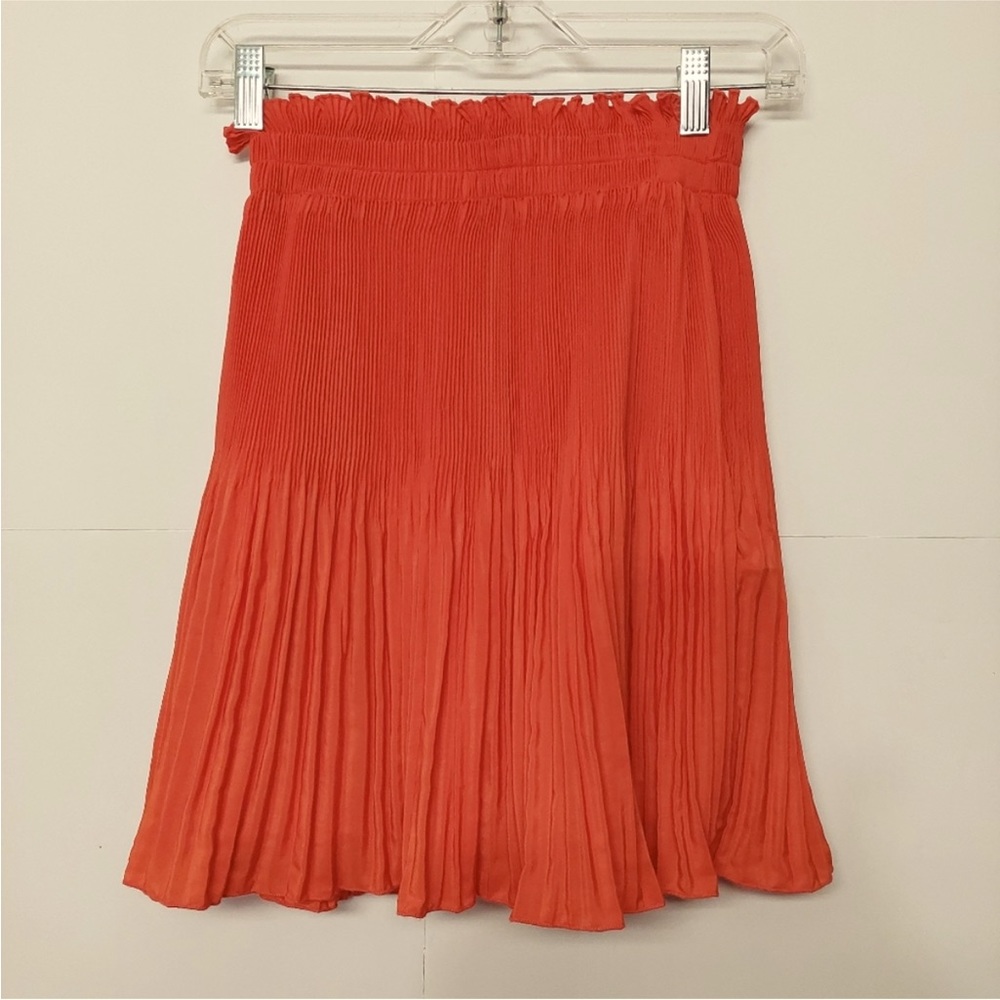 H&M pleated orange mini skirt